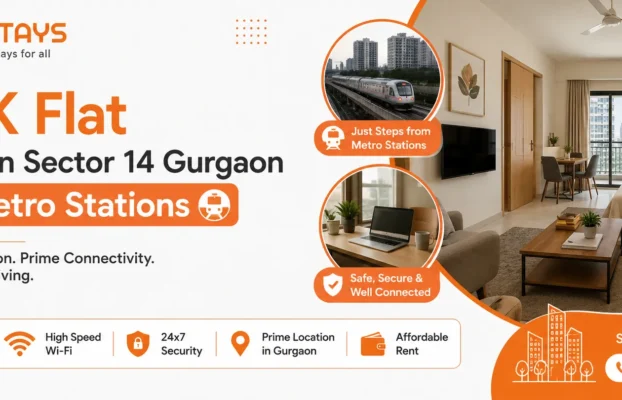 1 BHK Flat for Rent in Sector 14 Gurgaon Near Metro Stations