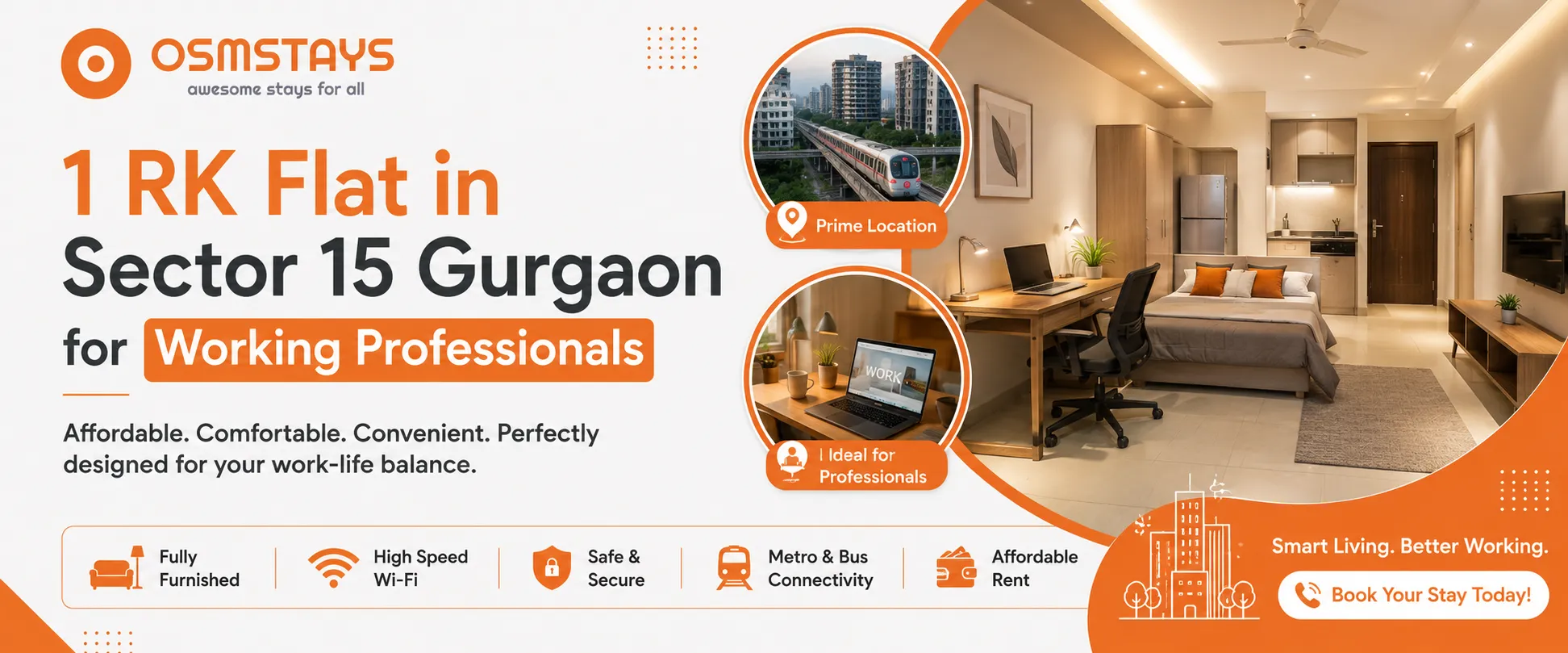 1 RK Flat in Sector 15 Gurgaon for Working Professionals