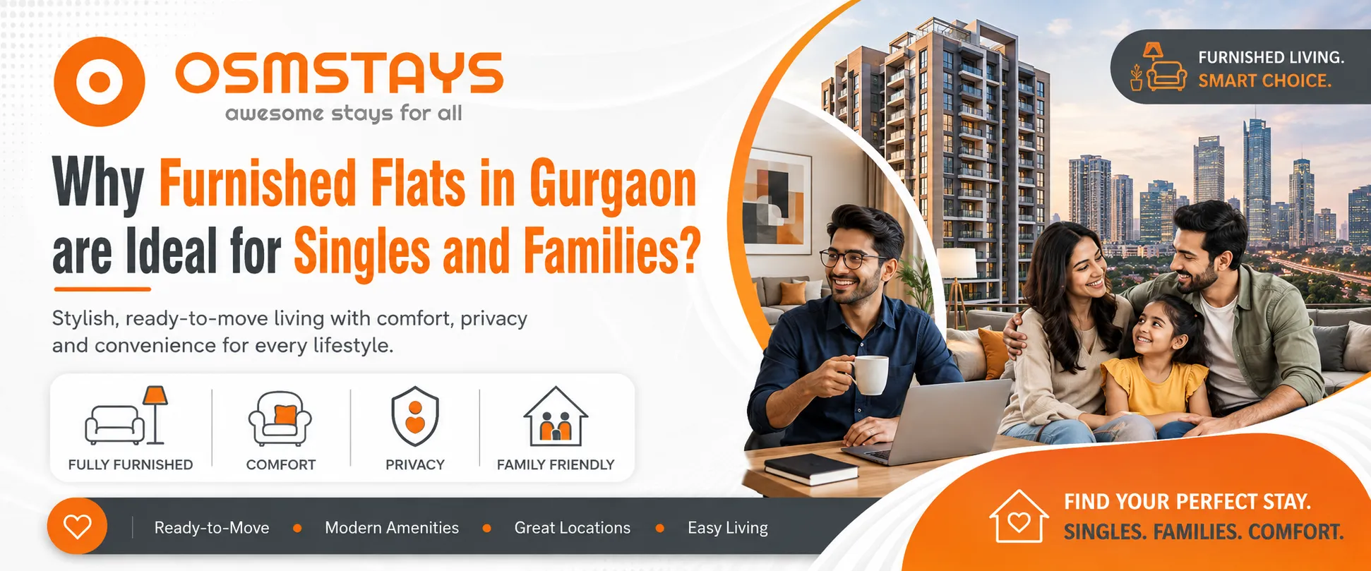 Why Furnished Flats in Gurgaon are Ideal for Singles and Families?